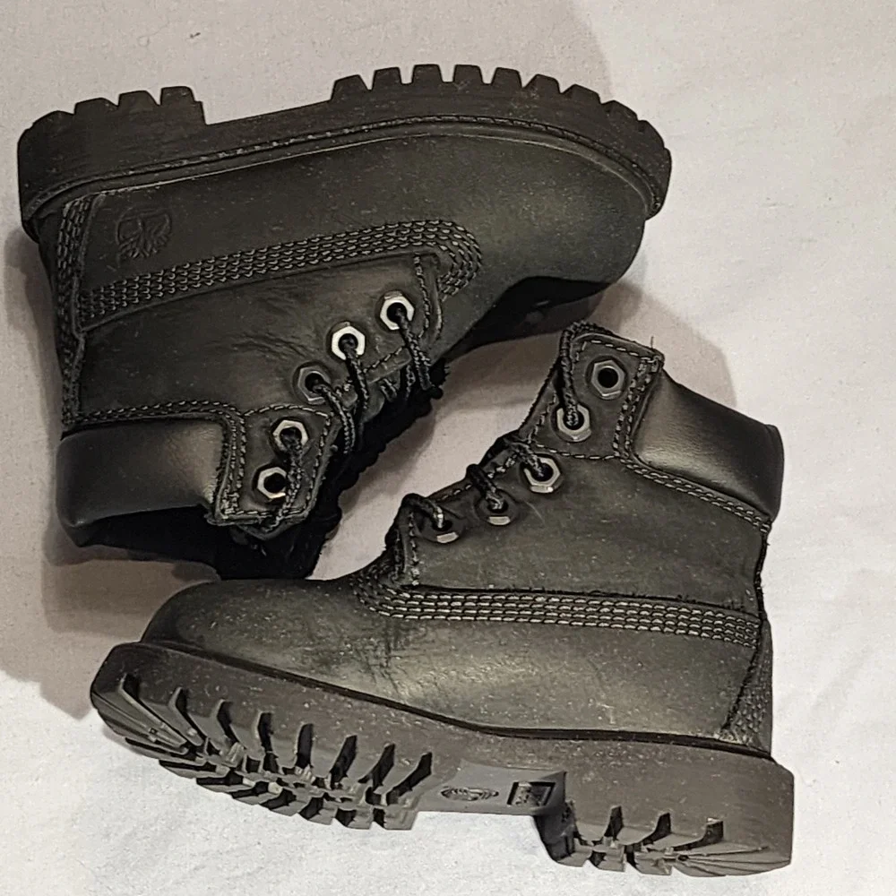 Timberland Premium Waterproof Toddler Boys Size 6‎ Black Leather Boots 12807